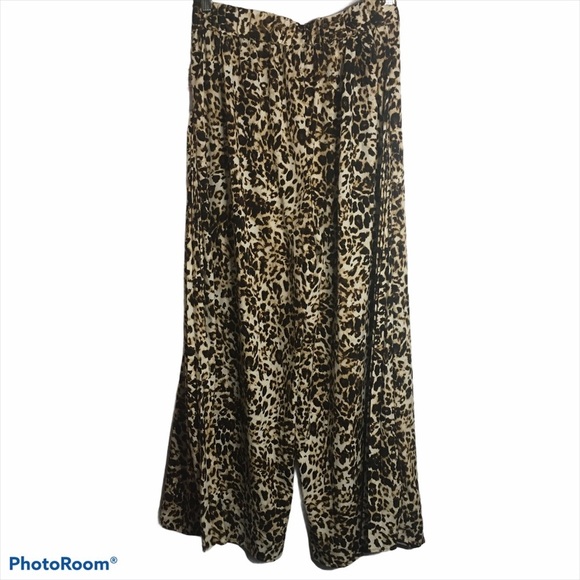 Thalia Sodi Leopard Wide Leg Flowy Relaxed Fit Pleated Pants XS Extra Small - Picture 3 of 12